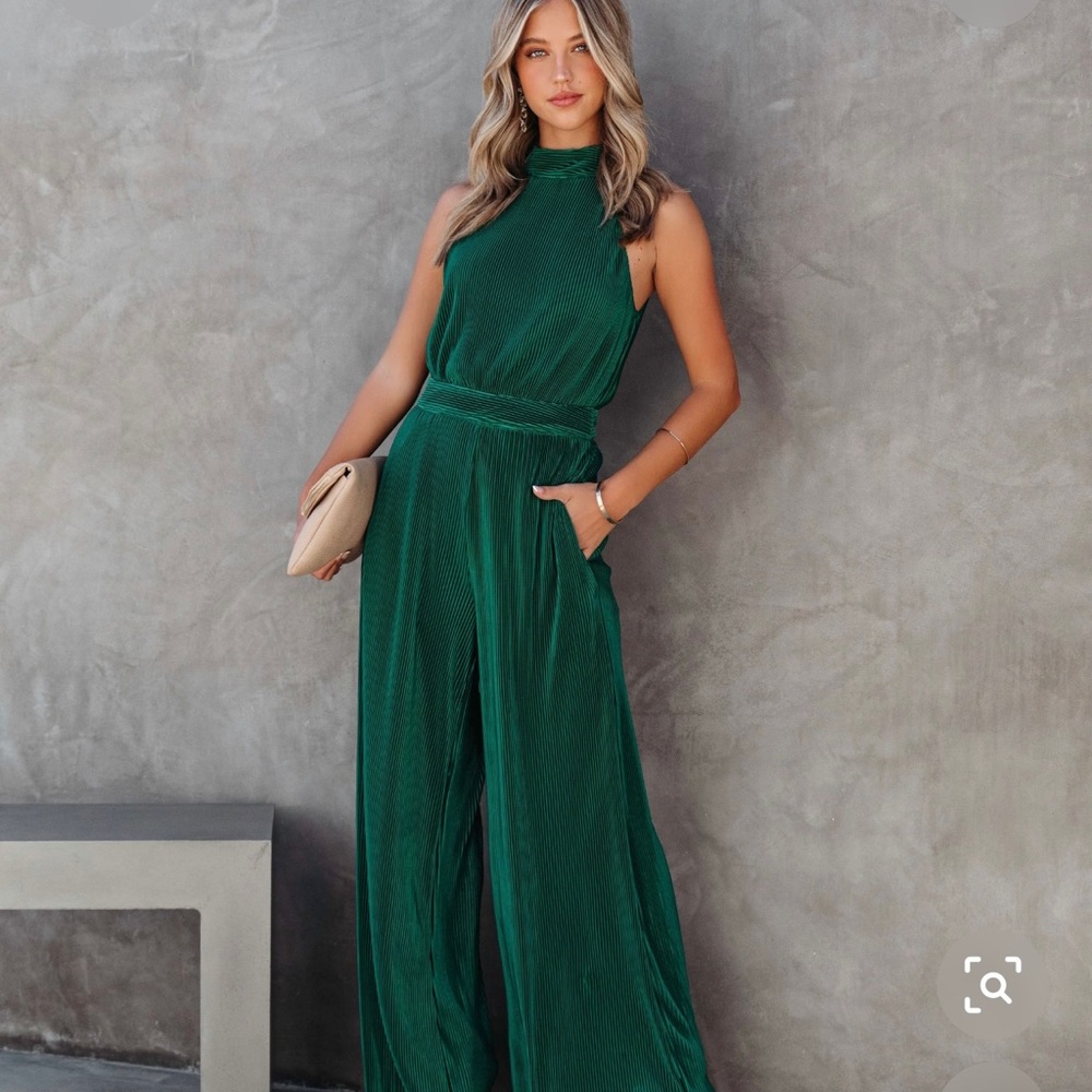 Pocketed Plisse Jumpsuit